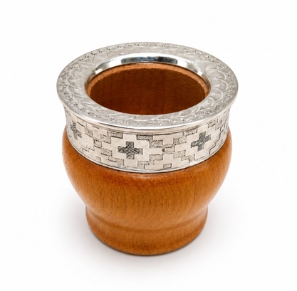 Mate Mini Algarrobo Laqueado Alpaca Cinc